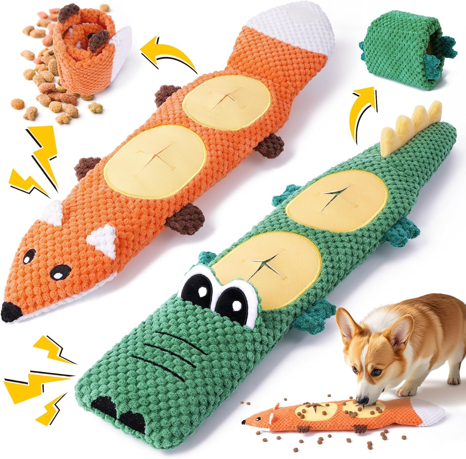 Dog Toys for Aggressive Chewers, 2 Pack No Stuffing Interactive Dog Toys for Boredom and Teething, Squeaky Chew Toy for Small, Medium Breed to Keep Them Busy