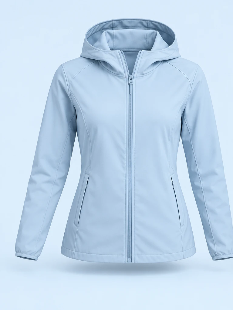 Coastline Hooded Jacket in Ice Blue, front view