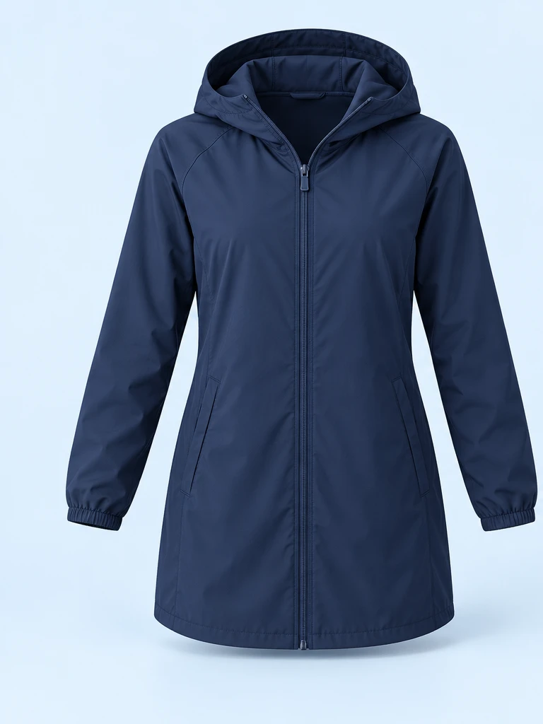 Trailside Longline Jacket in Deep Navy, front view